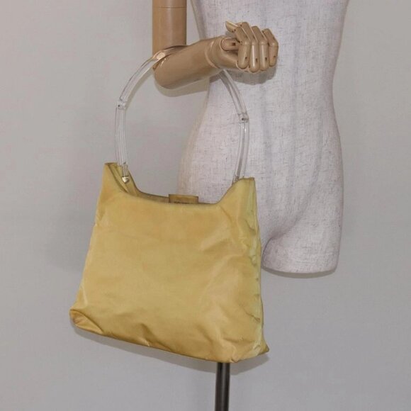 PRADA Shoulder Bag Nylon Plastic Yellow Silver Auth - Picture 1 of 16